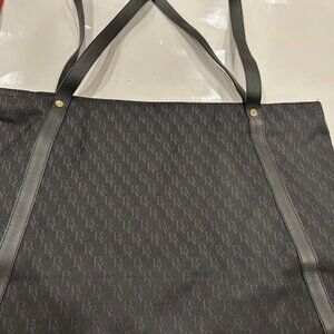 Brand New Authentic Large Bottega Veneta Black Canvas and Leather Trim Tote Bag